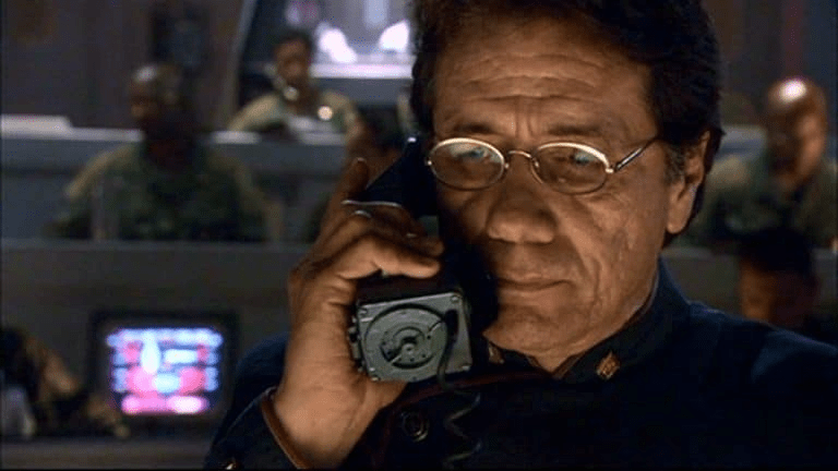 Commander Adama's glasses illustrating premonitions and manifestations.